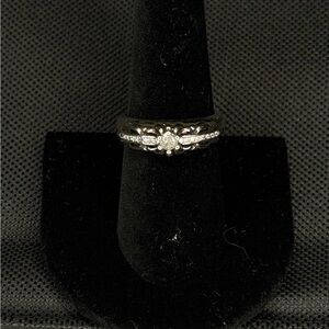 Chrome hearts baby floral cross studded engraved ring